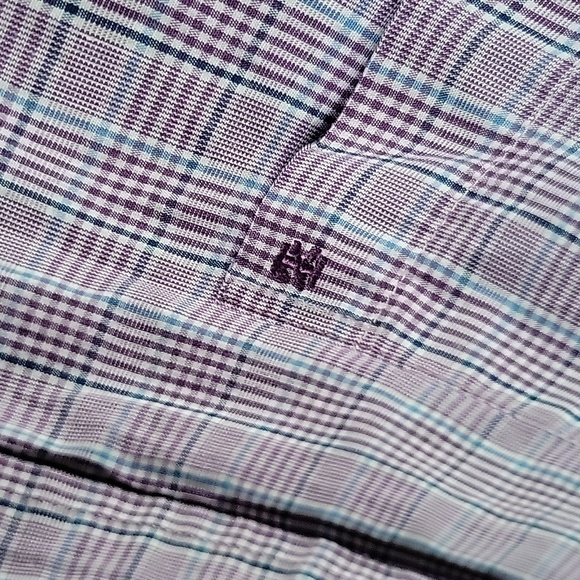 Izod purple plaid button-down,  size M - Picture 5 of 10